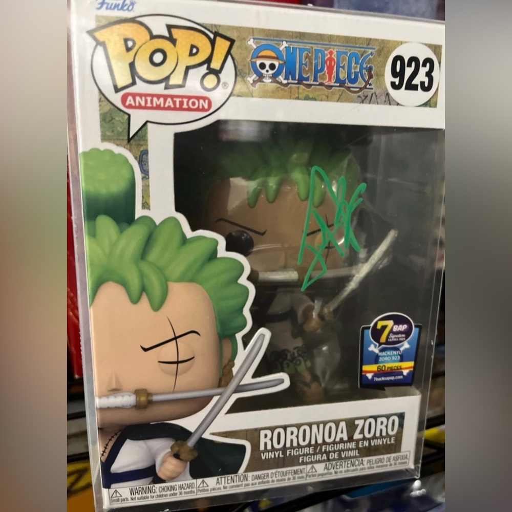 Funko Pop! One Piece Roronoa Zoro #327 Signed by Mackenyu JSA With Protector